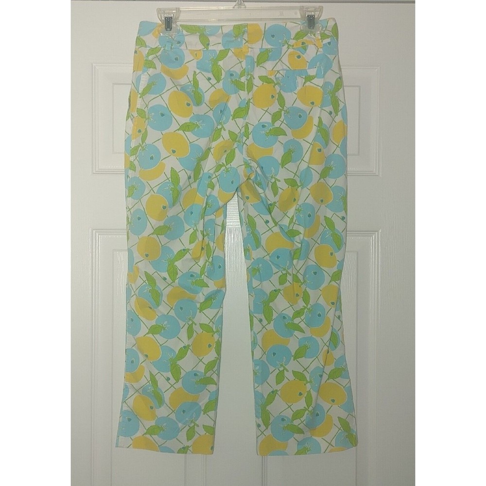 Lilly Pulitzer Lemon Blueberry Capri Pants Size 4 Pockets Stretch Vintage - Picture 2 of 7